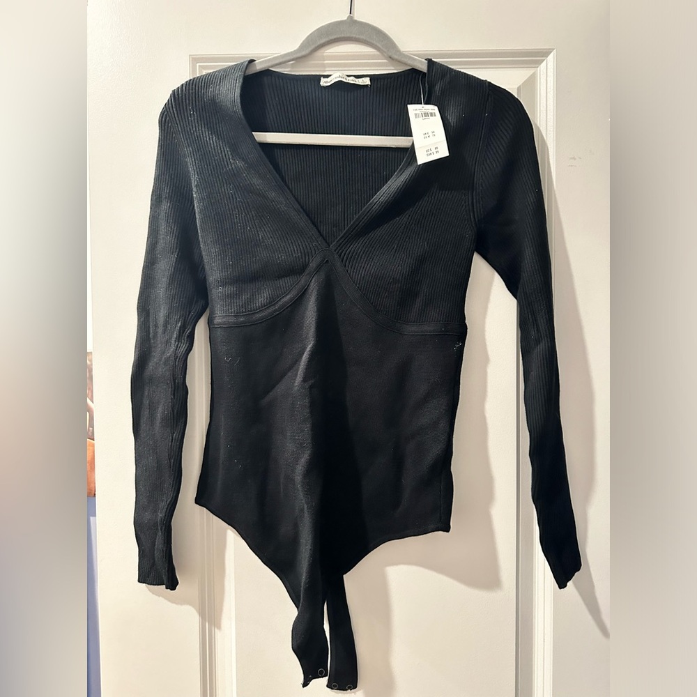 NWT Abercrombie & Fitch Black Longsleeve Sweater Bodysuit
